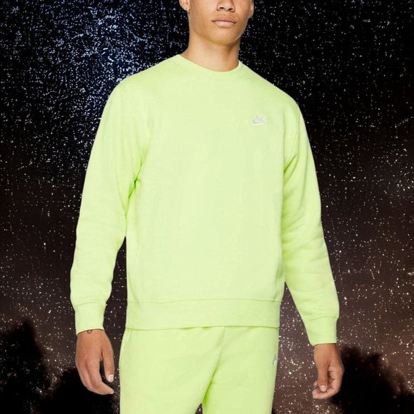 Nike Sportswear Club Fleece Crew Pullover Sweatshirt Men's Size XXLT 2XLT Volt - Picture 7 of 10